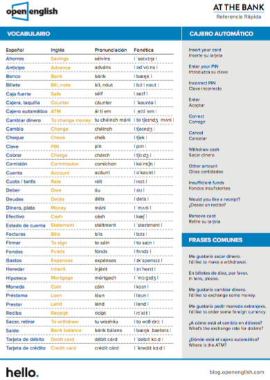 En el banco en ingles