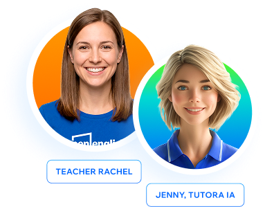 Teacher Rachel e Jenny, tutora de IA